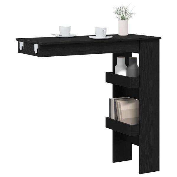 vidaXL Tavolo Bar da Parete Rovere Nero 102 x 45 x 103,5 cm