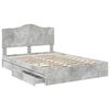 vidaXL Letto con Contenitore con testiera Grigio cemento 150 x 200 cm