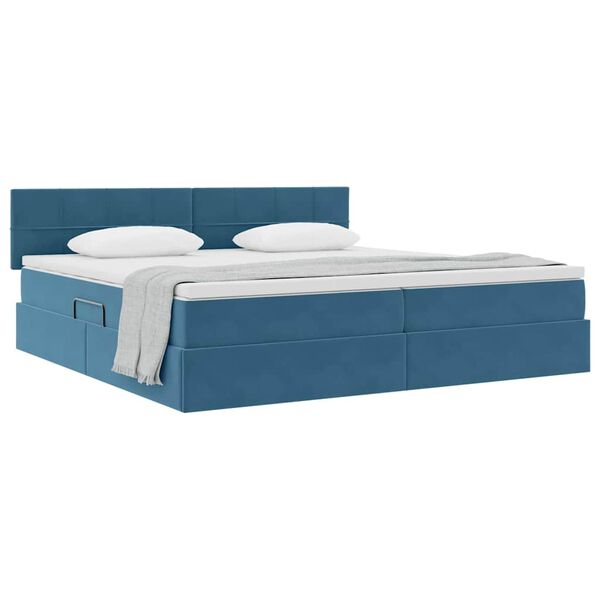 vidaXL Letto con Contenitore Blu Scuro 200 x 200 cm Velluto
