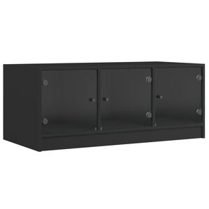 vidaXL Tavolino da Salotto con Ante in Vetro Nero 102x50x42 cm