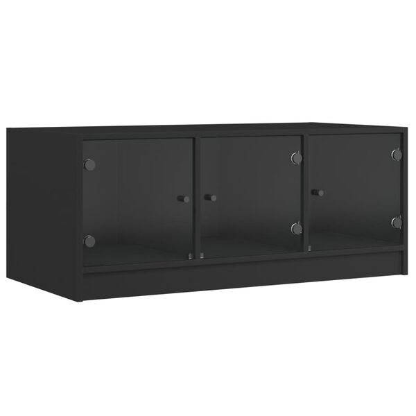vidaXL Tavolino da Salotto con Ante in Vetro Nero 102x50x42 cm