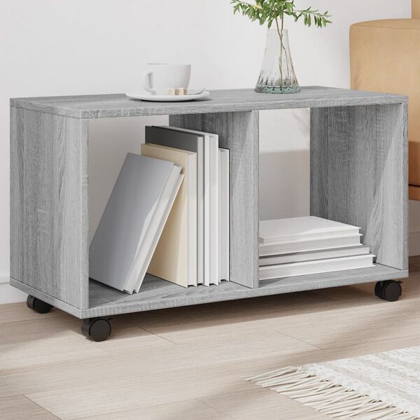 vidaXL Mobiletto con Ruote Grigio Sonoma 72x33x42,5 cm in Truciolato