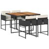 vidaXL Set da Pranzo da Giardino 5 pz Nero con Cuscini in Polyrattan