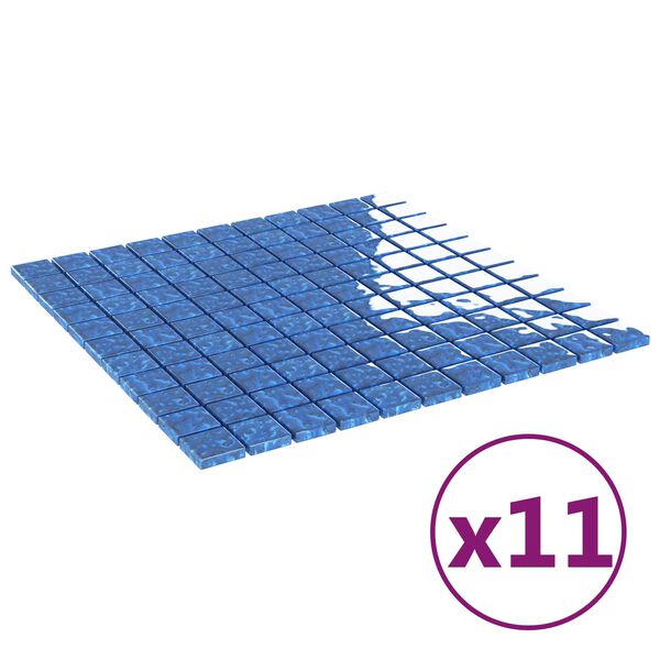 vidaXL Piastrella Mosaic 11 pcs Blu 50 x 50 cm Vetro