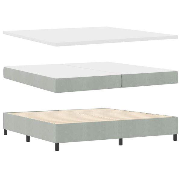 vidaXL Letto a molle con materasso Grigio chiaro 200 x 200 cm Velluto
