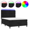 vidaXL Letto a Molle con Materasso e LED Nero 140x200 cm in Velluto