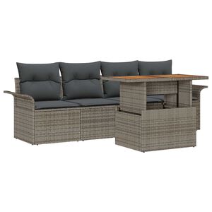 vidaXL Set Divano da Giardino 5 pz Grigio polyrattan
