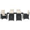 vidaXL Set da Pranzo per Giardino con cuscino 7 pcs Nero polyrattan