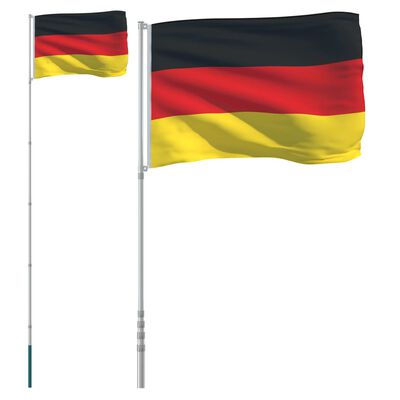 vidaXL Asta e Bandiera Germania 5,55 m Alluminio