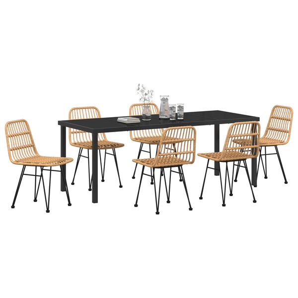 vidaXL Set da Pranzo per Giardino 7 pcs Marrone