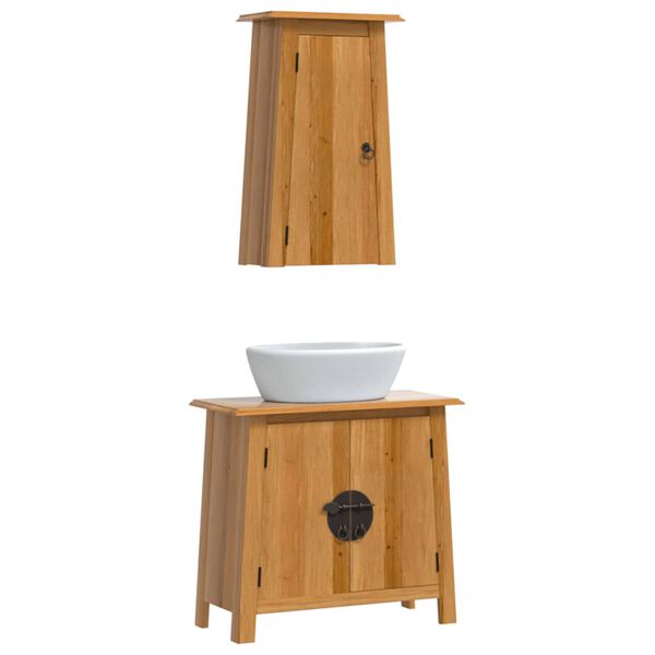 vidaXL Set Mobili da Bagno 2 pz in Legno Massello di Pino