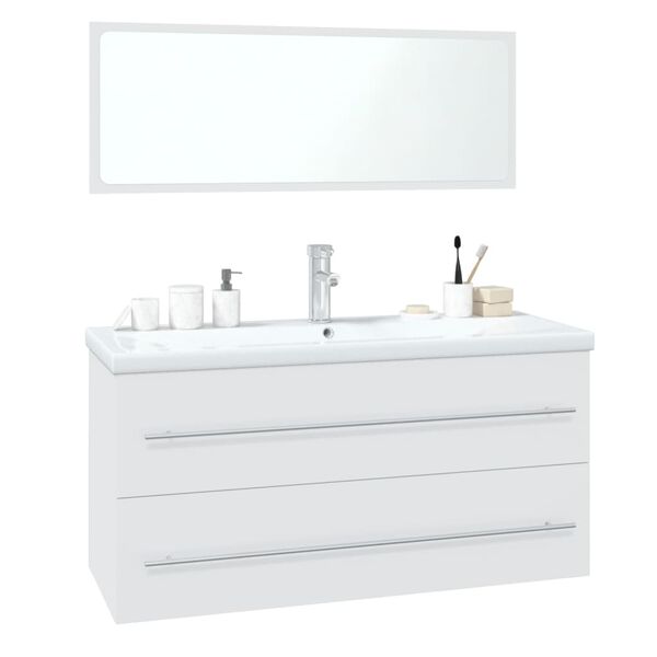 vidaXL Set Mobili da Bagno Bianco in Legno Multistrato