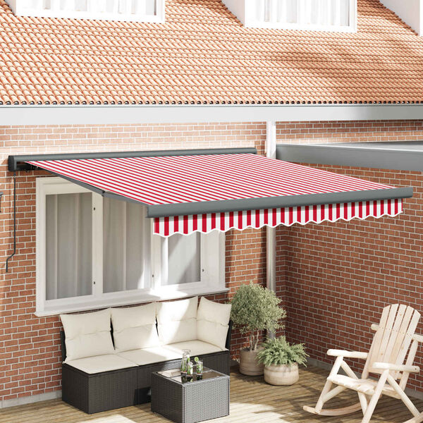 vidaXL Tenda Retrattile Rosso e Bianco 300 x 250 cm Tessuto e Metallo