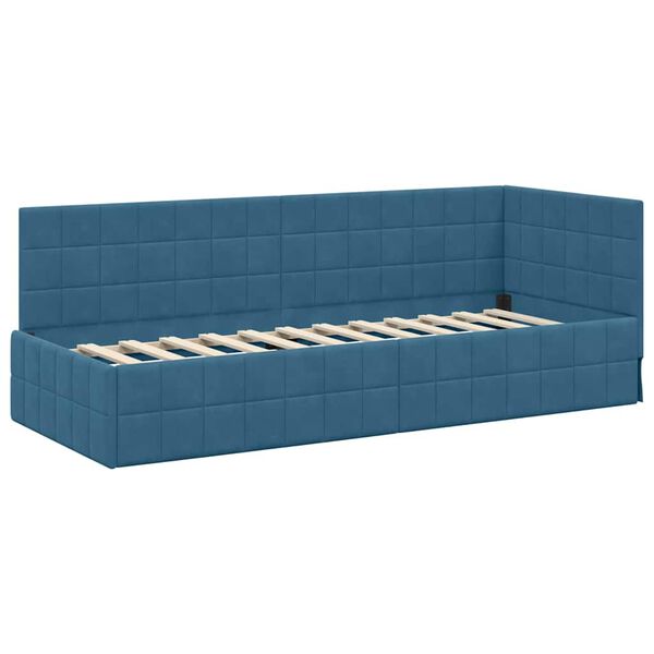 vidaXL Cornice del letto ad angolo Blu 80 cm x 200 cm Velluto
