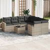 vidaXL Set Divano da Giardino 9pz con Cuscini Grigio Chiaro Polyrattan