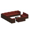 vidaXL Set Divani da Giardino 14 pz con Cuscini in Polyrattan Marrone