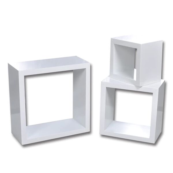 vidaXL Set Scaffali a Cubo 3 pz Bianco