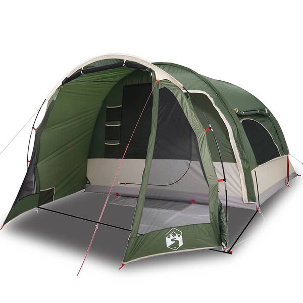 vidaXL Tenda Familiare per 6 Persone Verde Impermeabile