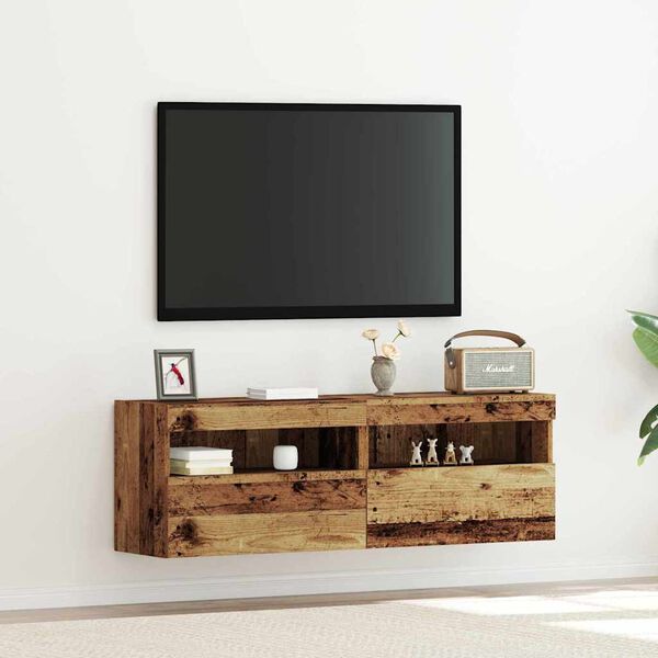 vidaXL Mobile TV da parete 2 pcs Legno vecchio 60 x 30 x 40 cm