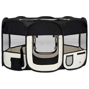 vidaXL Box per Cani Pieghevole con Borsa Trasporto Nero 145x145x61 cm