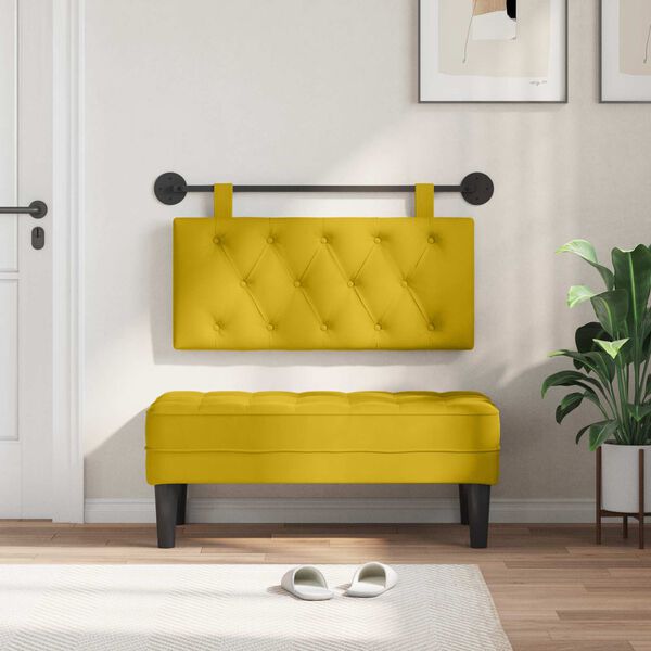 vidaXL Testata appesa Giallo 100 x 55 x 7 cm Velluto