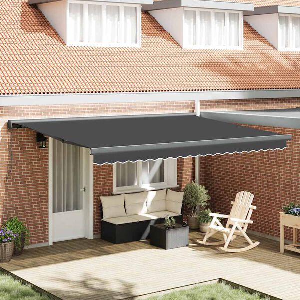 vidaXL Tenda da Sole Retrattile Antracite 4,5x3 m Tessuto e Alluminio
