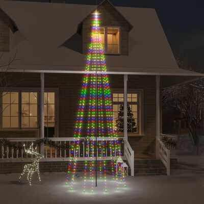 vidaXL Albero di Natale Pennone Colorato 732 LED 500 cm