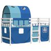 vidaXL Letto a Soppalco con Tunnel Bambini Blu 90x200cm Massello Pino