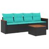 vidaXL Set Divani da Giardino 5 pz con Cuscini Nero in Polyrattan