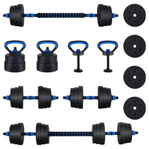 vidaXL Set di Manubri 4-in-1 30kg Nero e Blu Cemento e sabbia di ferro