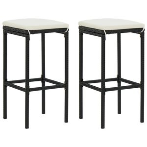 vidaXL Sgabelli da Bar con Cuscini 3 pz Neri in Polyrattan