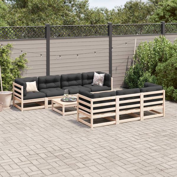 vidaXL Set Divani da Giardino 8 pz con Cuscini Legno Massello di Pino