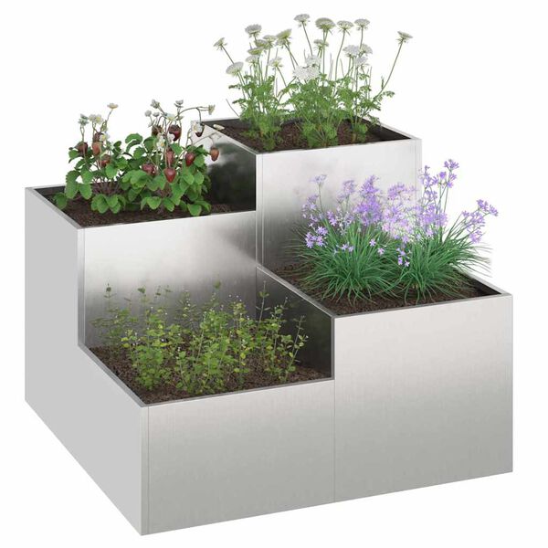 vidaXL Vaso da giardino Argento 100 x 100 x 60 cm Acciaio inossidabile