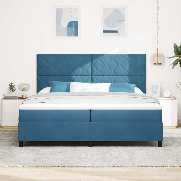vidaXL Letto a Sorgente LED Blu Scuro 200 x 200 cm Velluto