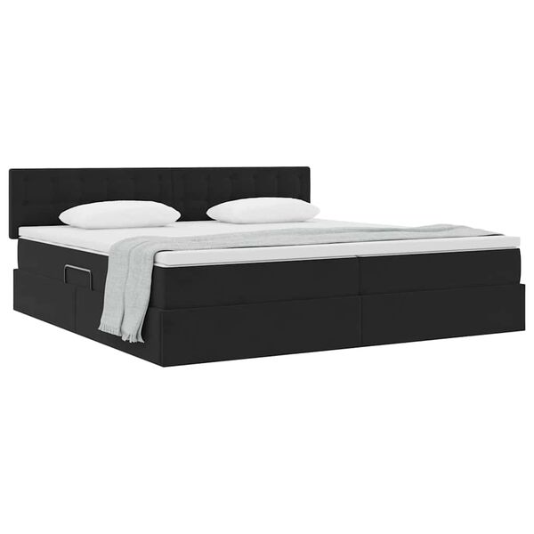 vidaXL Letto con Contenitore con materasso Nero 200 x 200 cm Velluto