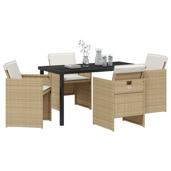 vidaXL Set da Pranzo per Giardino 5 pcs Beige polyrattan