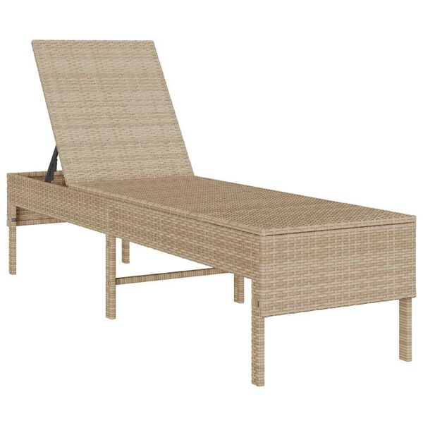 vidaXL Lettino Prendisole con Cuscini Beige 55x200x44 cm in Polyrattan