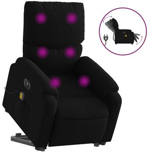 vidaXL Poltrona Alzapersona Massaggiante Elettrica Nera in Tessuto