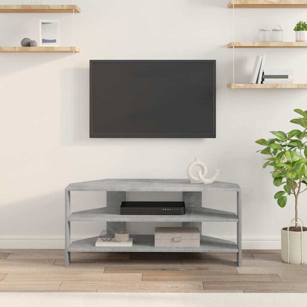 vidaXL MobileTVAngolare Grigio cemento 102x40,5x45cm Legno multistrato