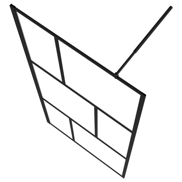 vidaXL Parete per Doccia Walk-in in Vetro Temperato Nera 90x195 cm