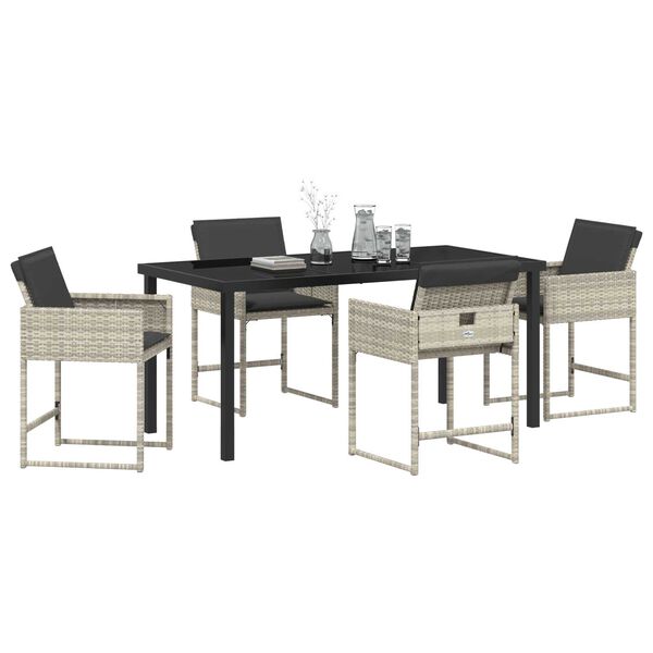 vidaXL Set da Pranzo per Giardino 5 pcs Grigio chiaro polyrattan