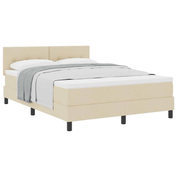 vidaXL Letto box spring con materasso Crema 140 x 200 cm Tessuto