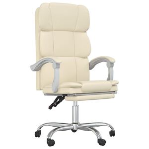 vidaXL Poltrona da Ufficio Reclinabile Crema in Similpelle