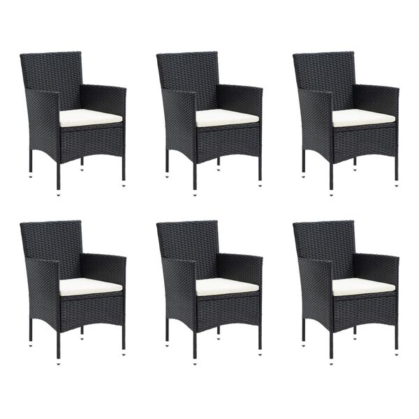 vidaXL Set da Pranzo da Giardino 7 pz Nero con Cuscini in Polyrattan