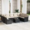 vidaXL Set Divano da Giardino con cuscino 10 pcs Nero polyrattan
