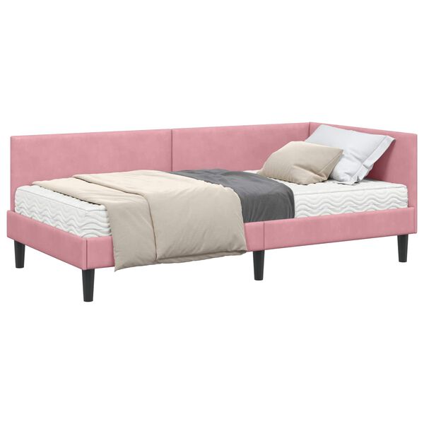 vidaXL Struttura Letto Angolare con Materasso 2 pcs Grigio Velluto