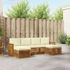 vidaXL Set divani 6 pcs Naturale e Crema Legno di Acacia Massello
