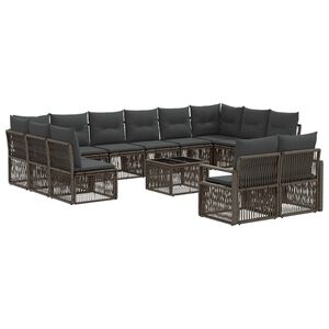 vidaXL Set Divano da Giardino 13 pcs Grigio polyrattan