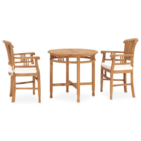 vidaXL Set da Pranzo da Giardino 3 pz con Cuscini in Legno di Teak