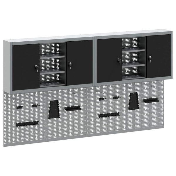 vidaXL Set di armadi per attrezzi con lo scaffale 6 pcs Nero